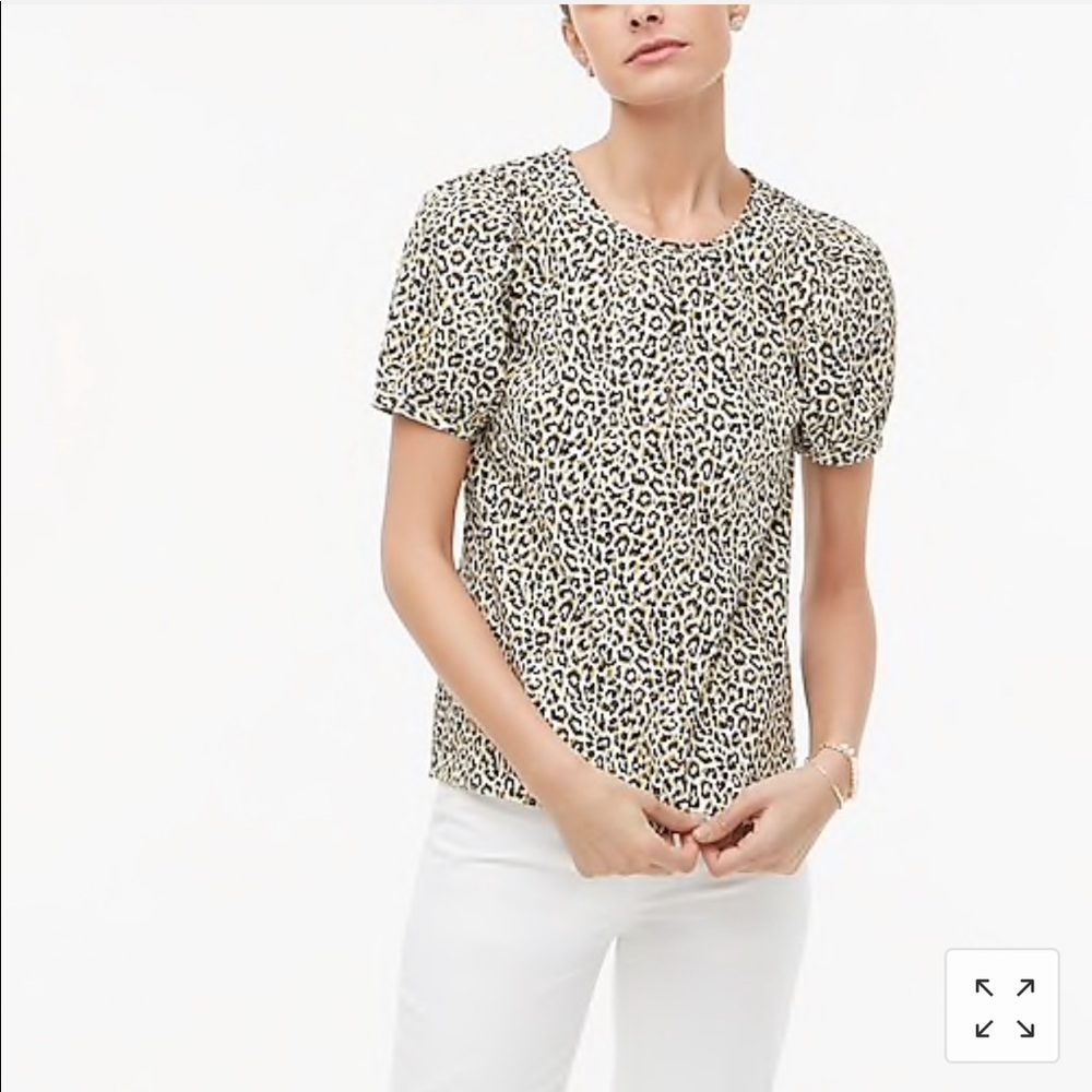 J Crew Stretch Poplin Leopard Pullover Blouse